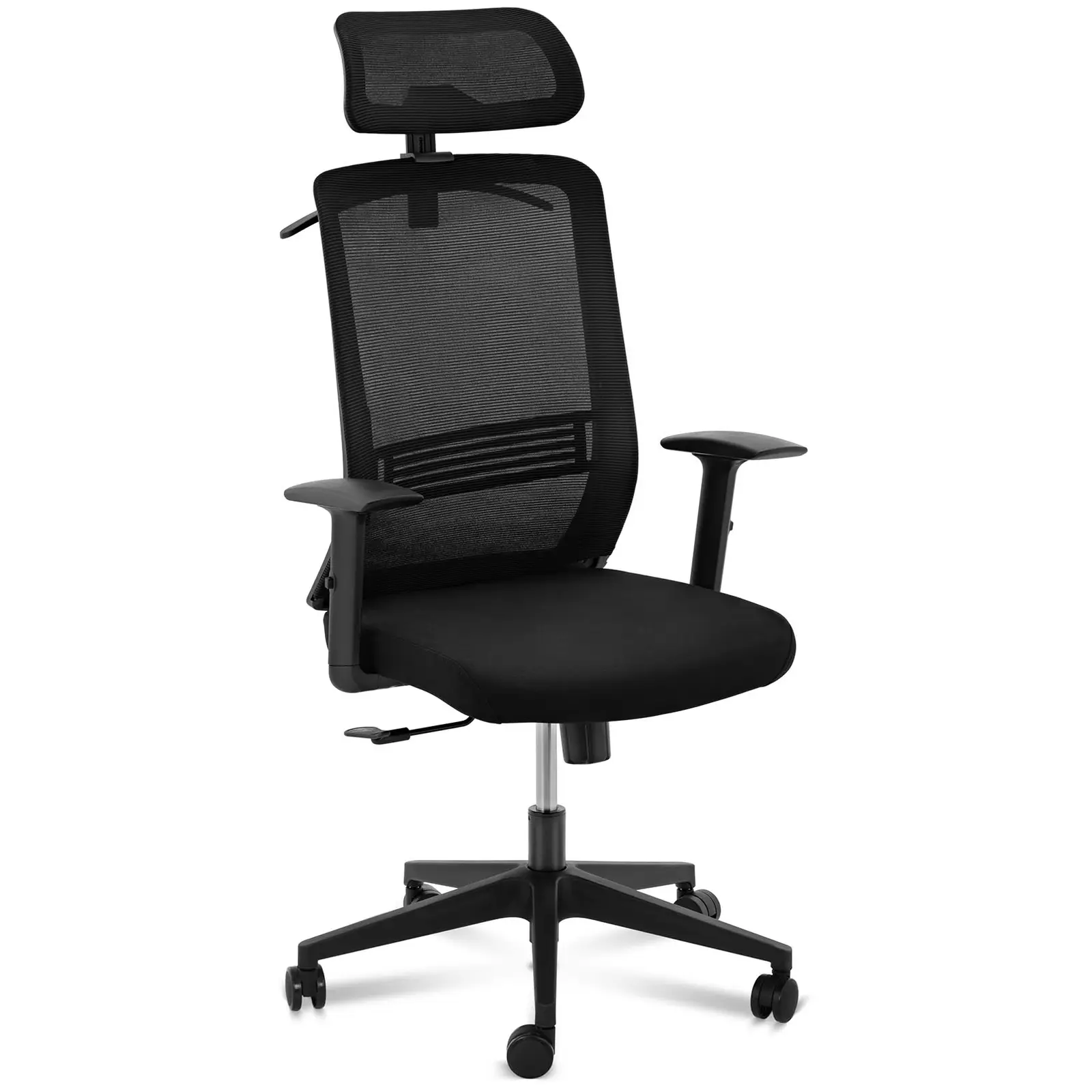 Chaise de bureau - dossier en filet - appuie-tête - siège de 50 x 61 cm - jusqu'à 150 kg - noir