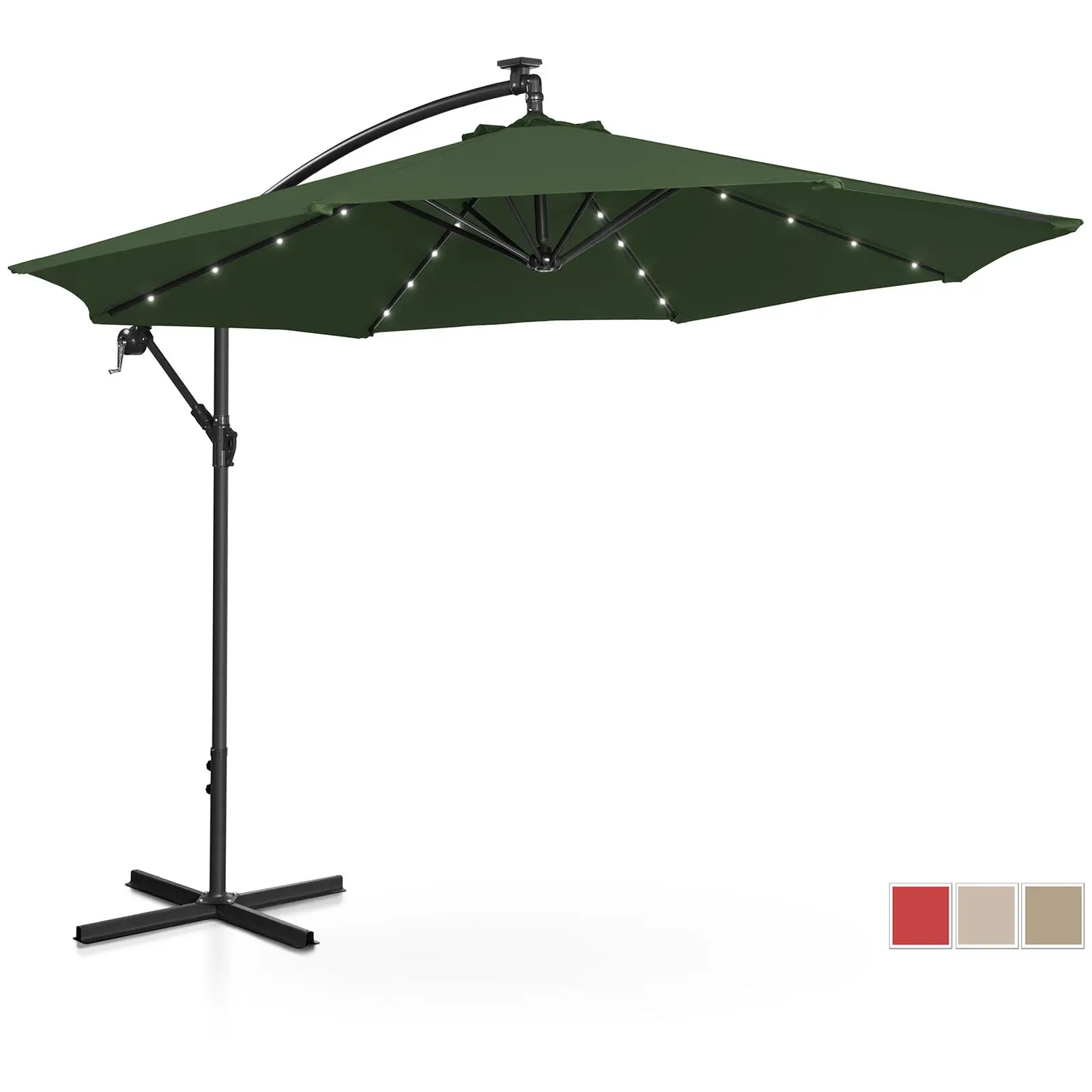 Parasol avec LED - Vert - Rond - Ø 300 cm - Inclinable