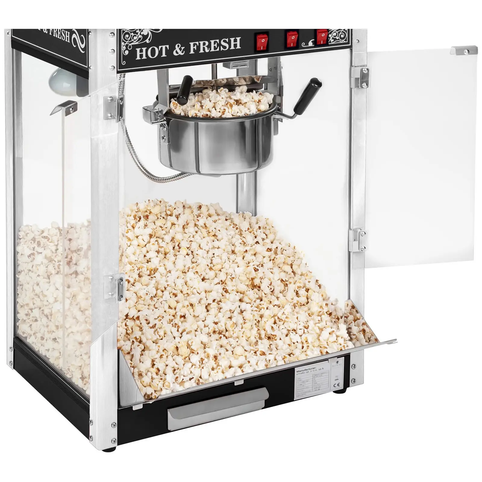 Set machine à popcorn avec chariot - Allure rétro - Noire