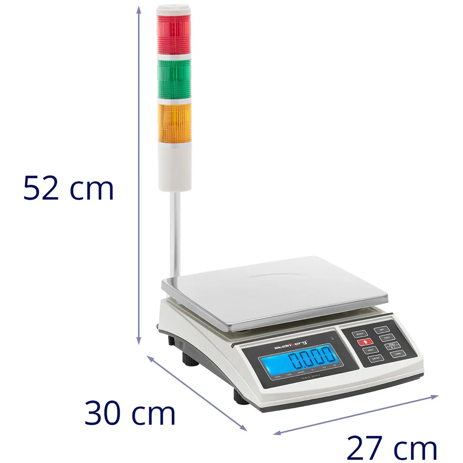 Balance de table - 3 kg / 1 g - 210 x 270 mm - Colonne lumineuse - LCD