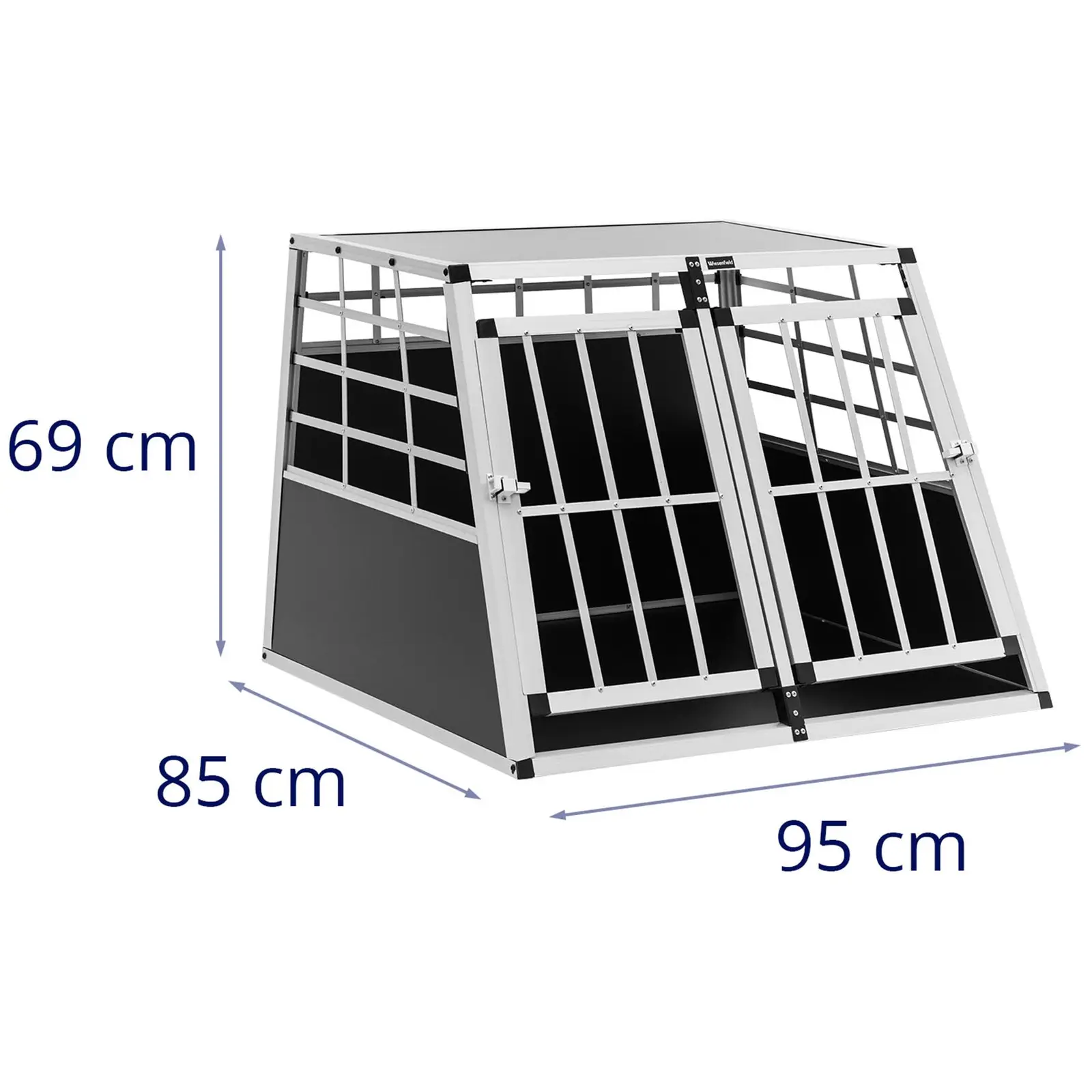 Caisse de transport pour chien - Aluminium - Forme trapèze - 85 x 95 x 69 cm
