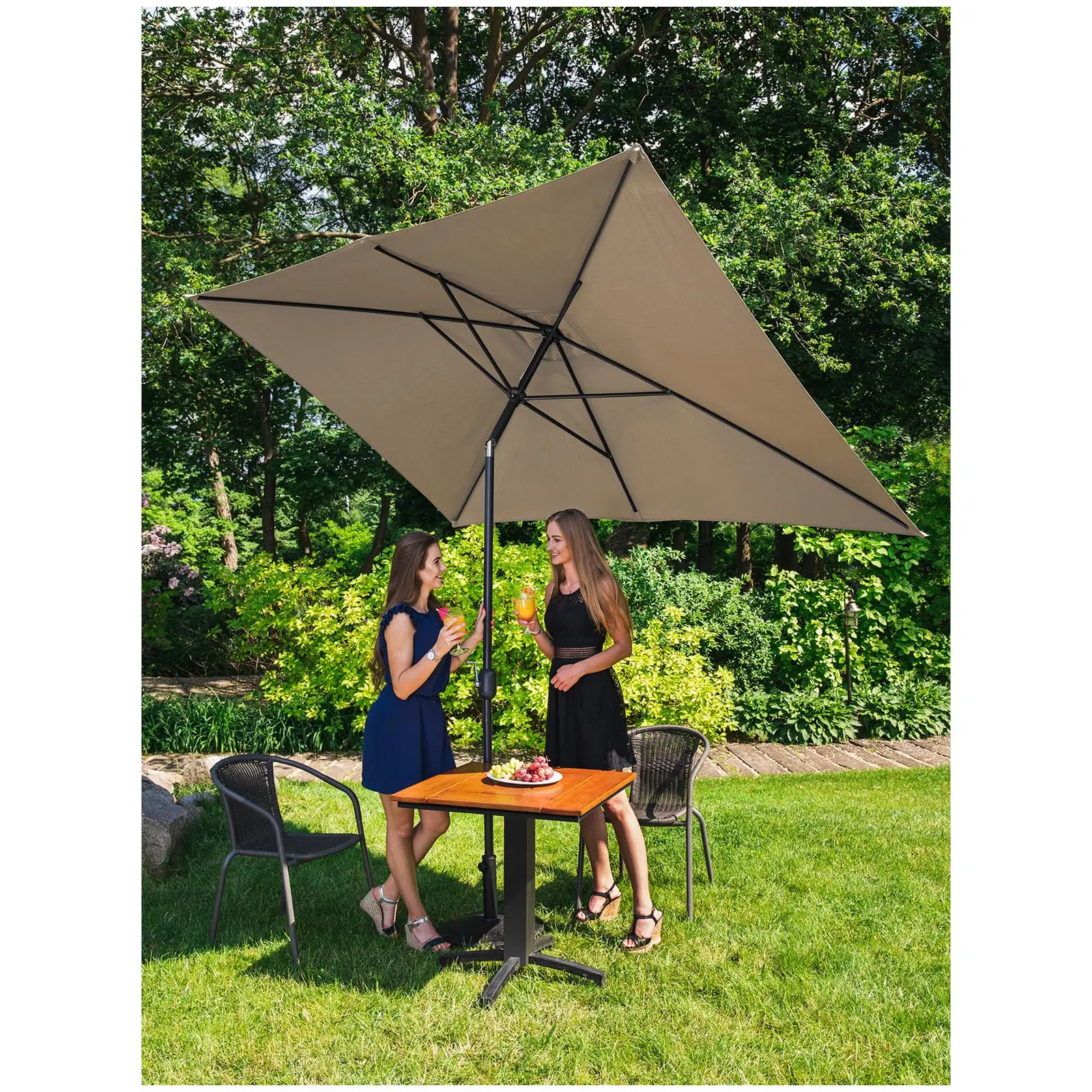 Grand parasol - Taupe - Rectangulaire - 200 x 300 cm - Inclinable