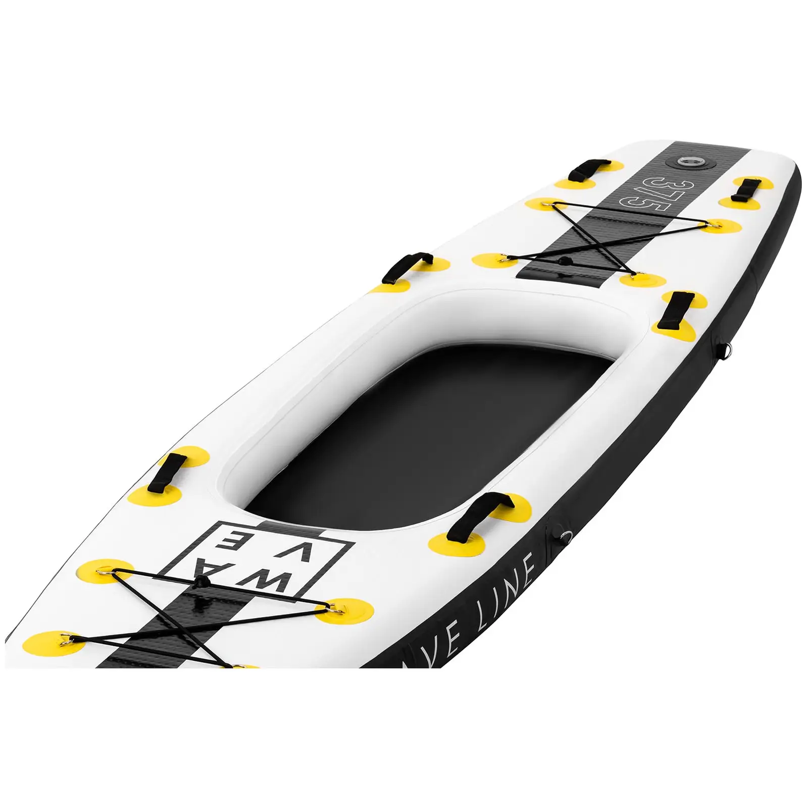 Stand up paddle gonflable - 120 kg - Noir/jaune - Kit incluant pagaie, siège et accessoires