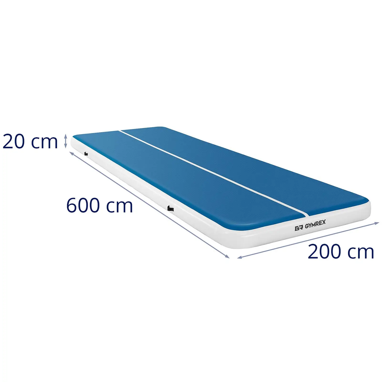 Air tumbling mat - 600 x 200 x 20 cm - 400 kg - Bleu/blanc