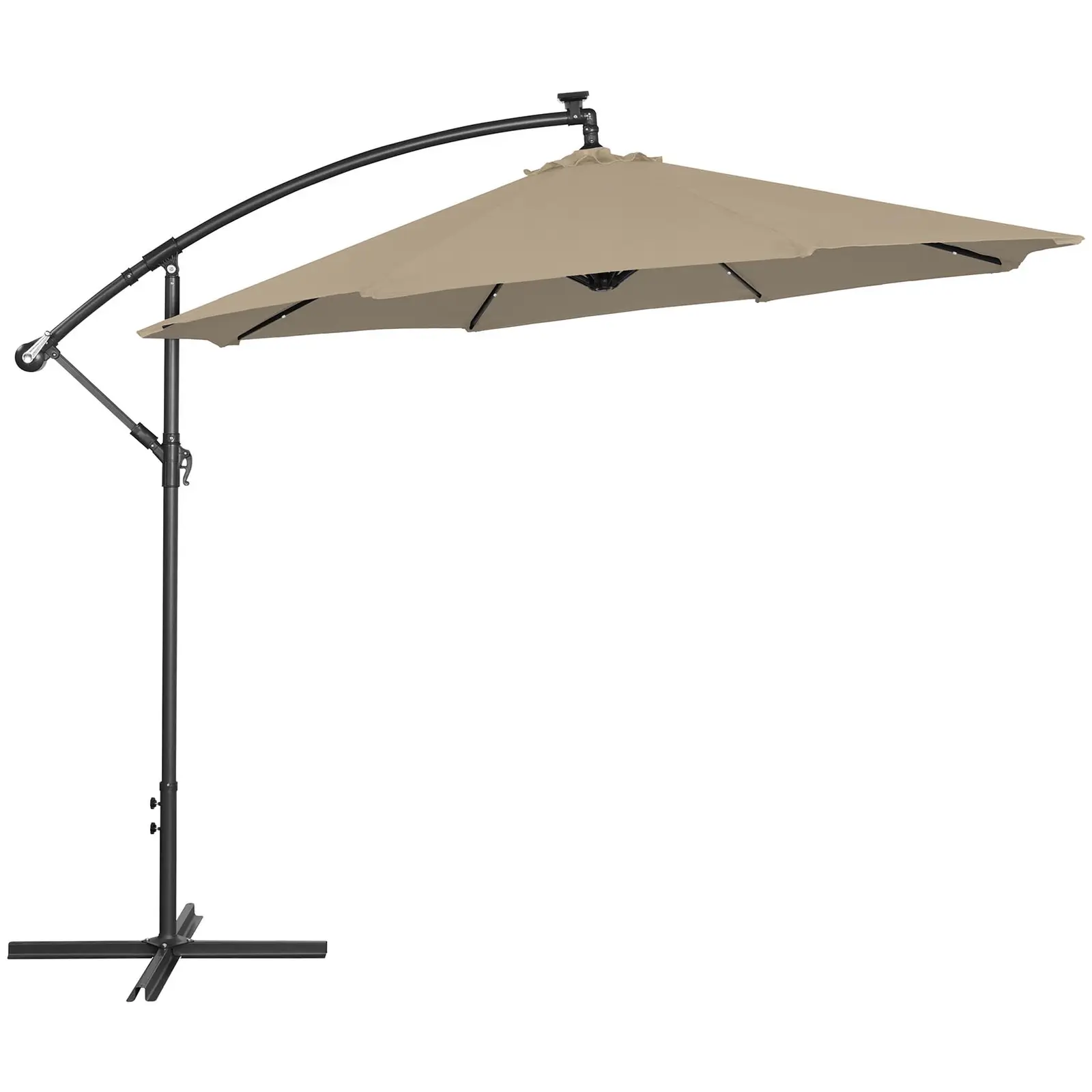 Parasol avec LED - Taupe - Rond - Ø 300 cm - Inclinable