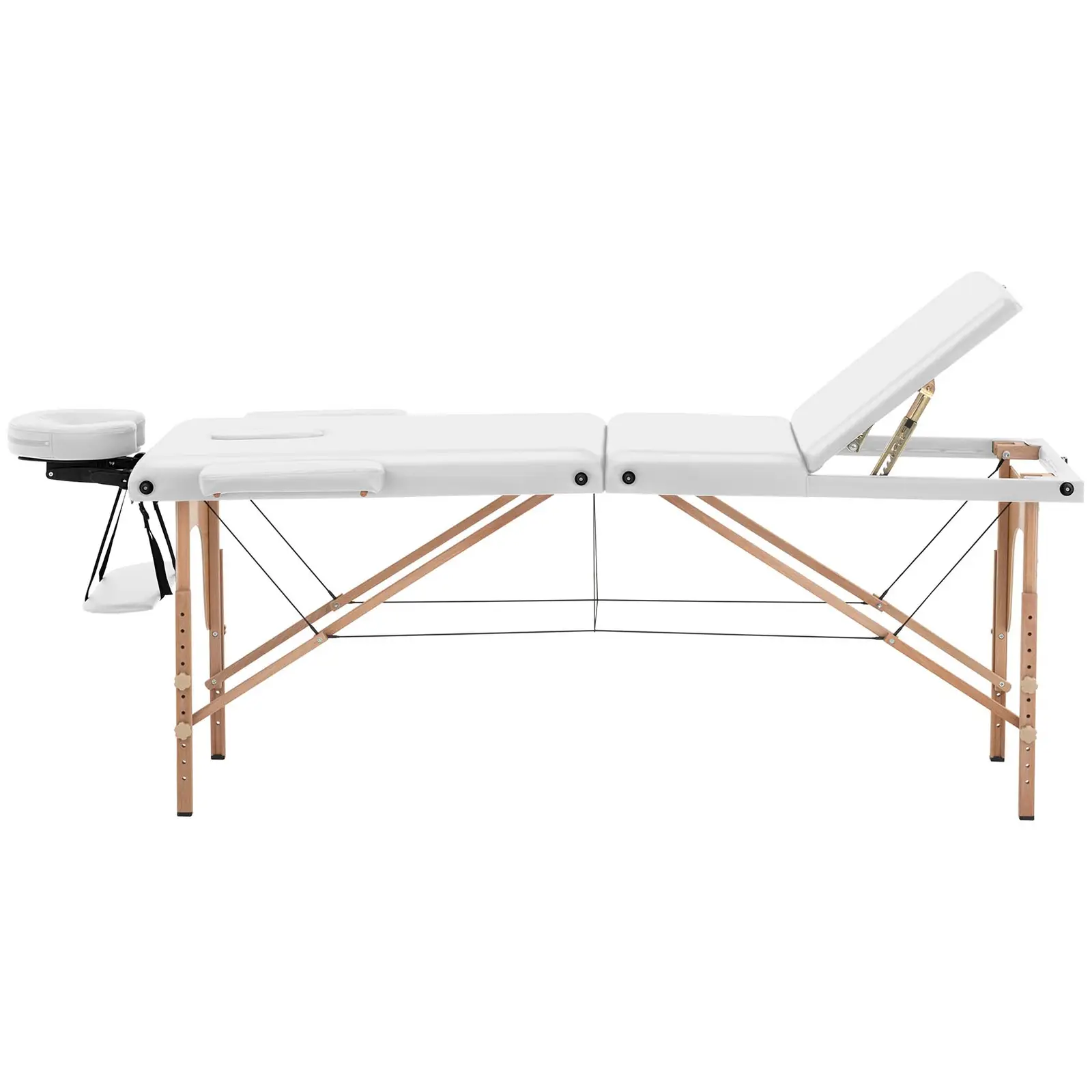 Table de massage pliante - extra large (70 cm) - repose-pieds inclinable - bois de hêtre - blanc