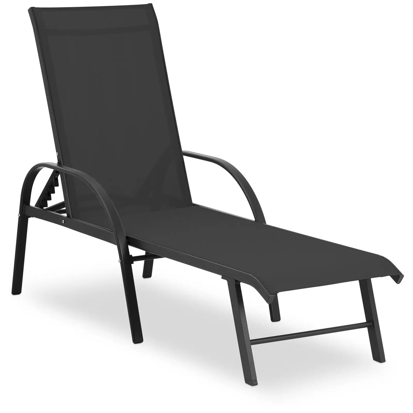 Chaise longue de jardin - Noire - Structure en aluminium - Dossier réglable