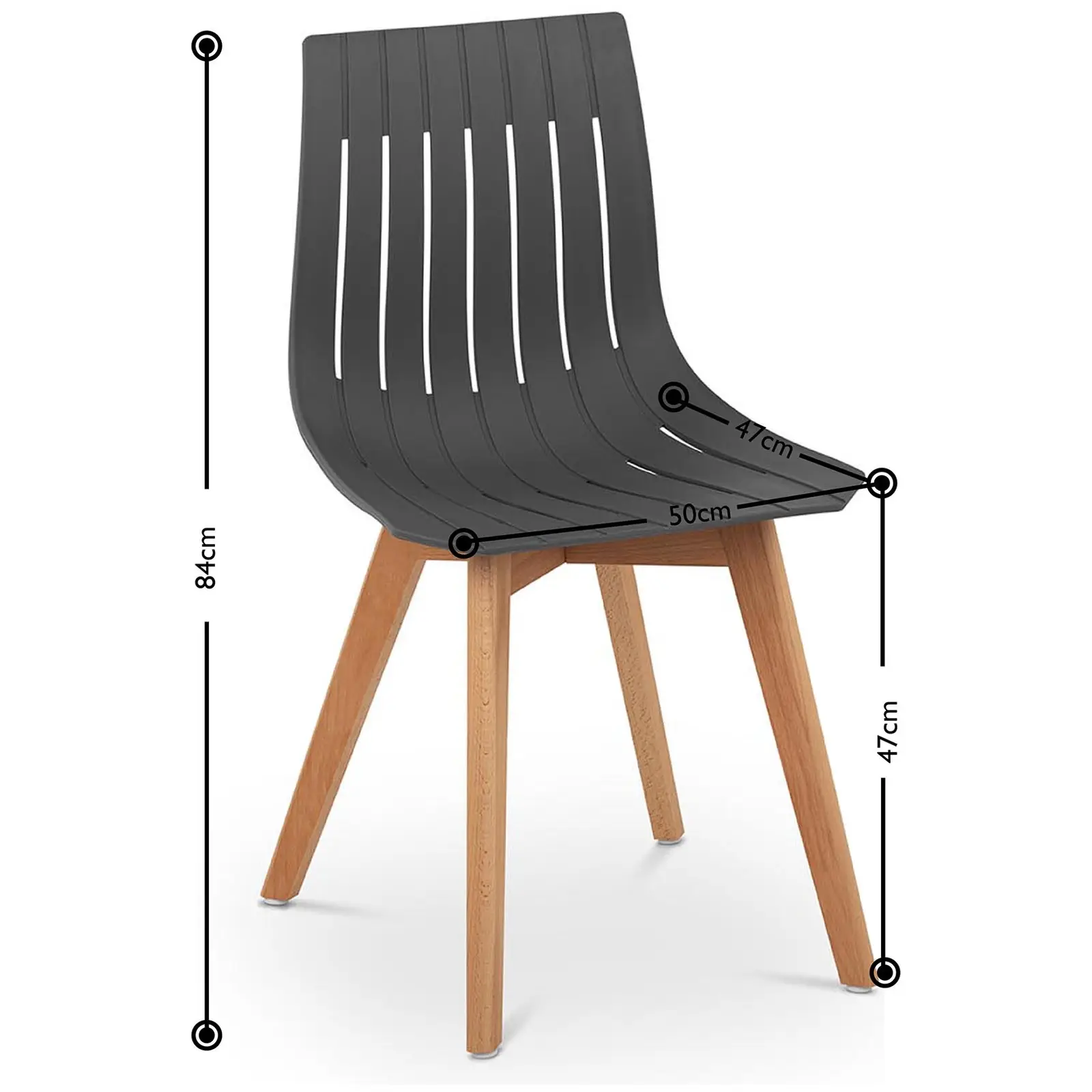 Chaise - Lot de 2 - 150 kg max. - Surface d'assise de 50 x 47 cm - Coloris gris