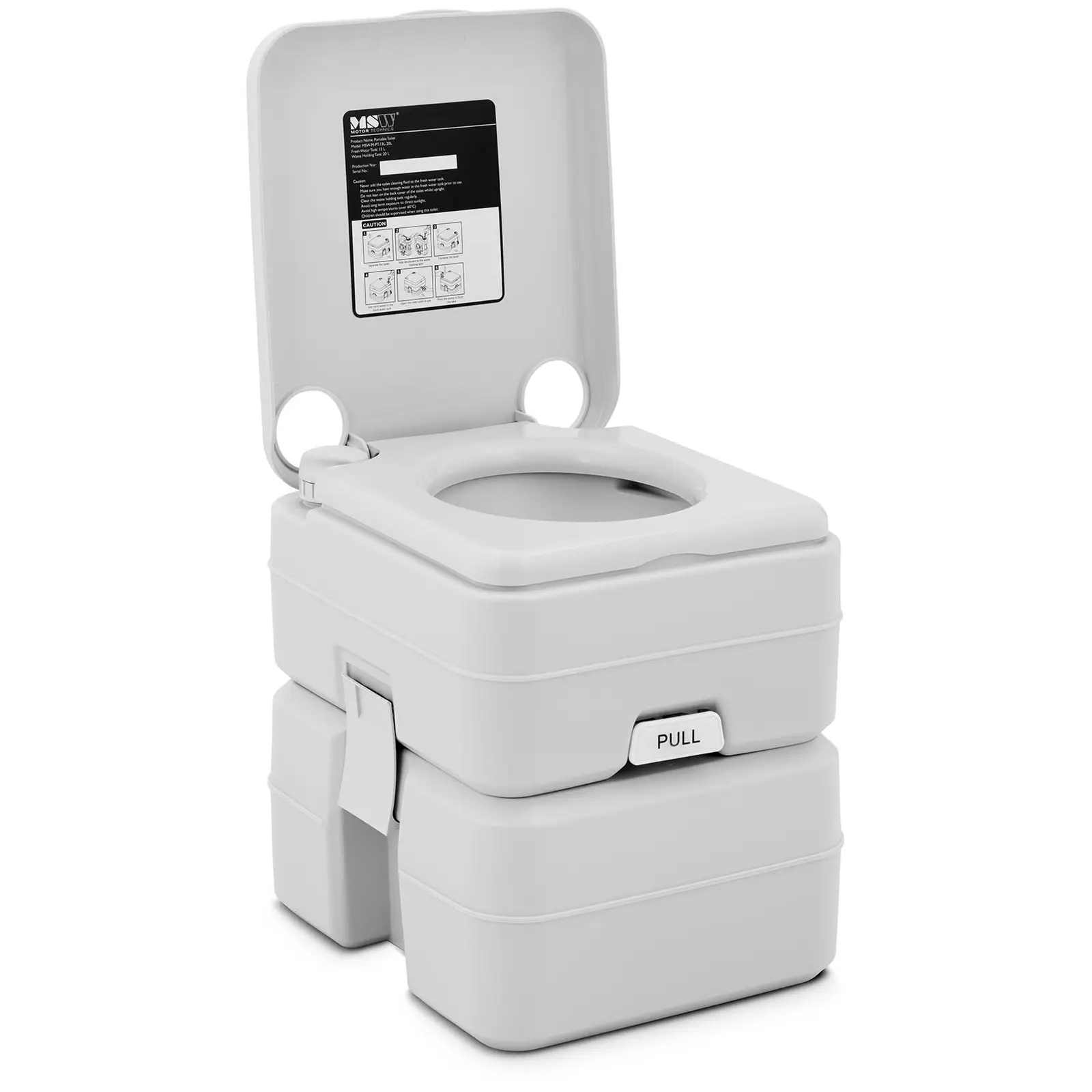 Toilette de camping - 230 x 210 mm - 13 l d'eau propre - 20 l d'eau usée 