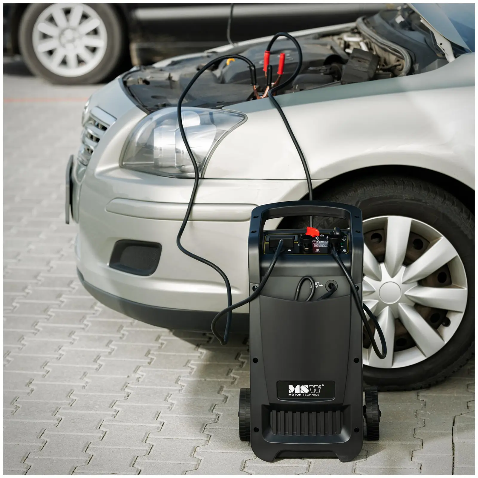 Chargeur de batterie voiture - Aide au démarrage - 12/24 V - 100 A - Compact