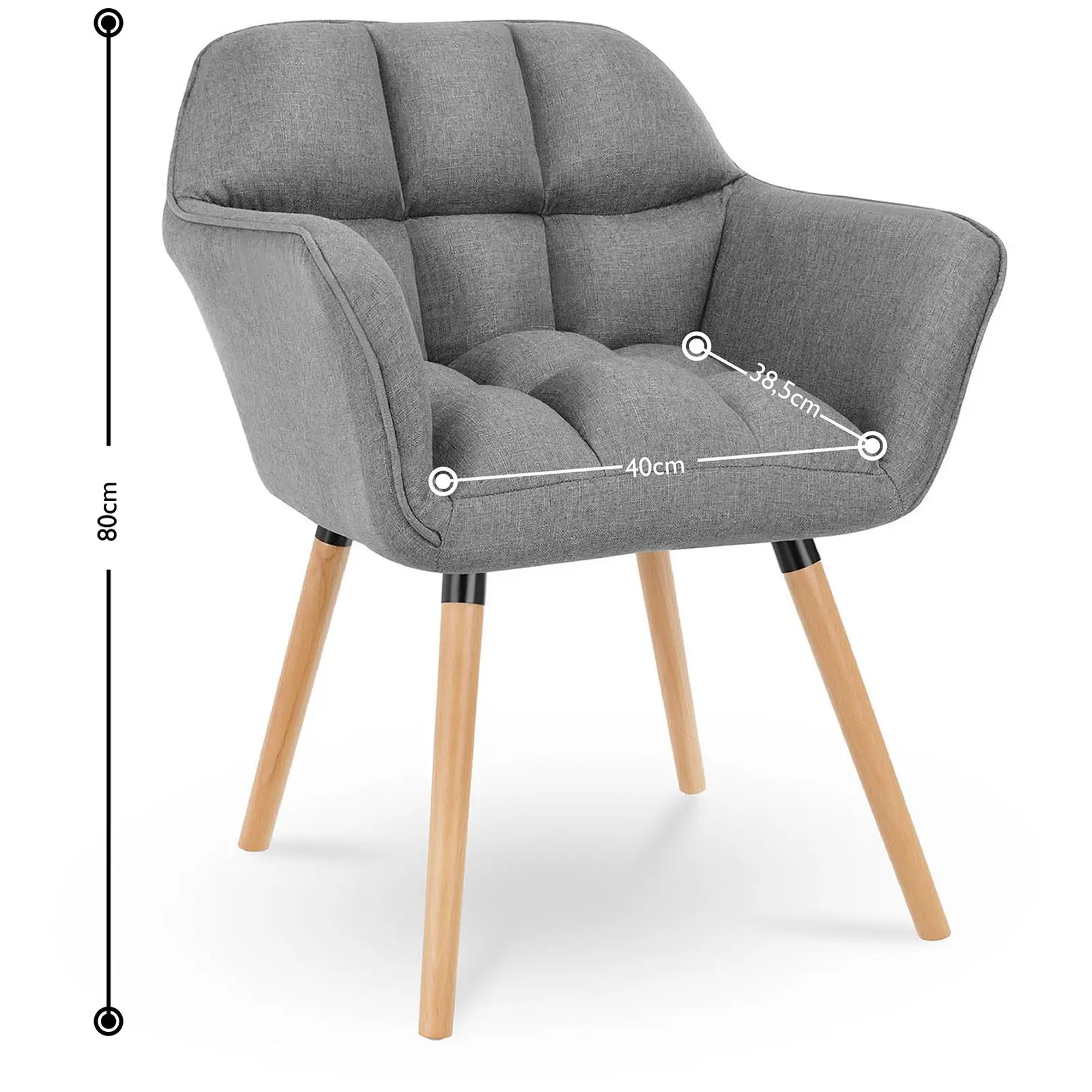 Chaise en tissu - 150 kg max. - Surface d'assise de 40 x 38,5 cm - Coloris gris