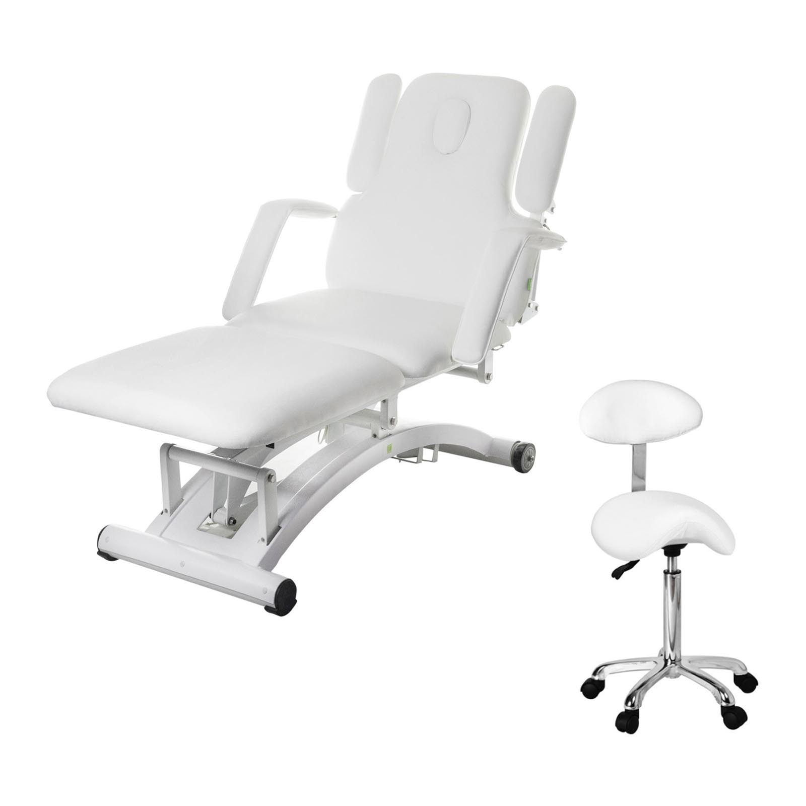 Table de massage électrique avec siège d’appui - 3 moteurs - Télécommande - Blanc