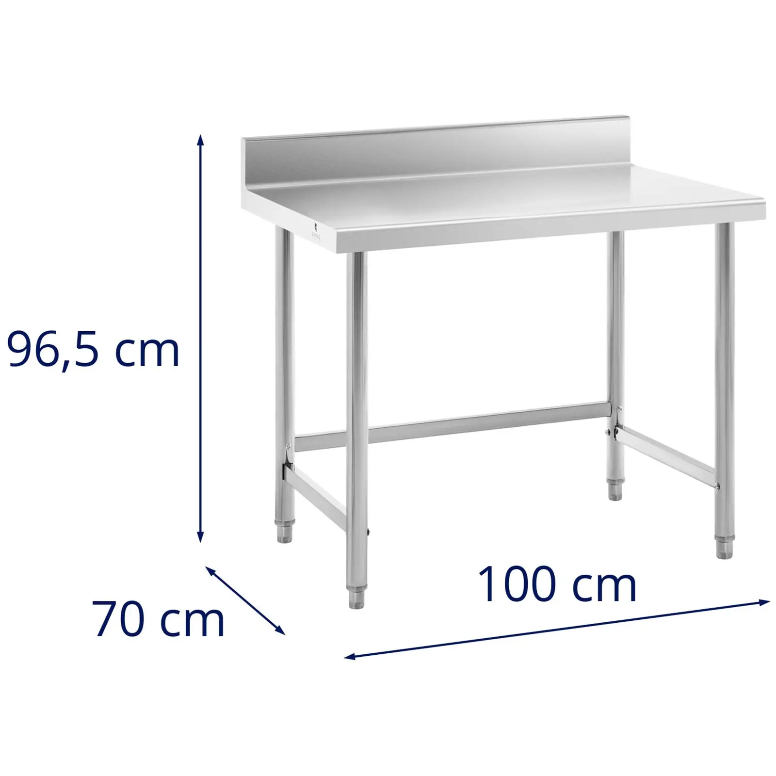 Table de travail inox - 100 x 70 cm - Dosseret - Capacité de 92 kg - Royal Catering