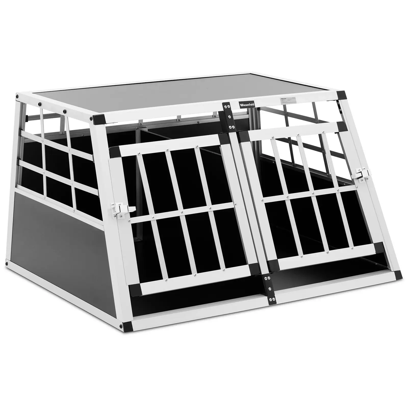 Caisse de transport pour chien - Aluminium - Forme trapèze - 70 x 90 x 50 cm - avec séparation